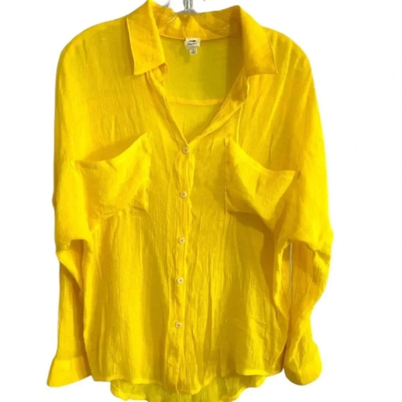 Vici Flawless bright yellow oversized button front blouse size small - Picture 1 of 5